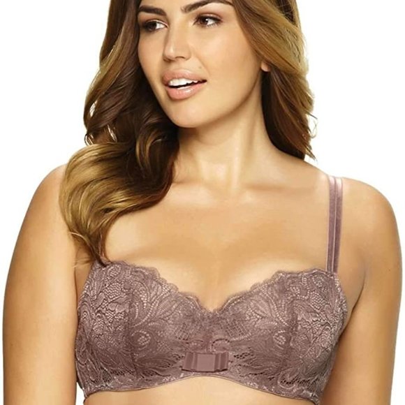 Paramour by Felina Sophia full figure balconette counter bra In Mink Lace NWT - Picture 2 of 9